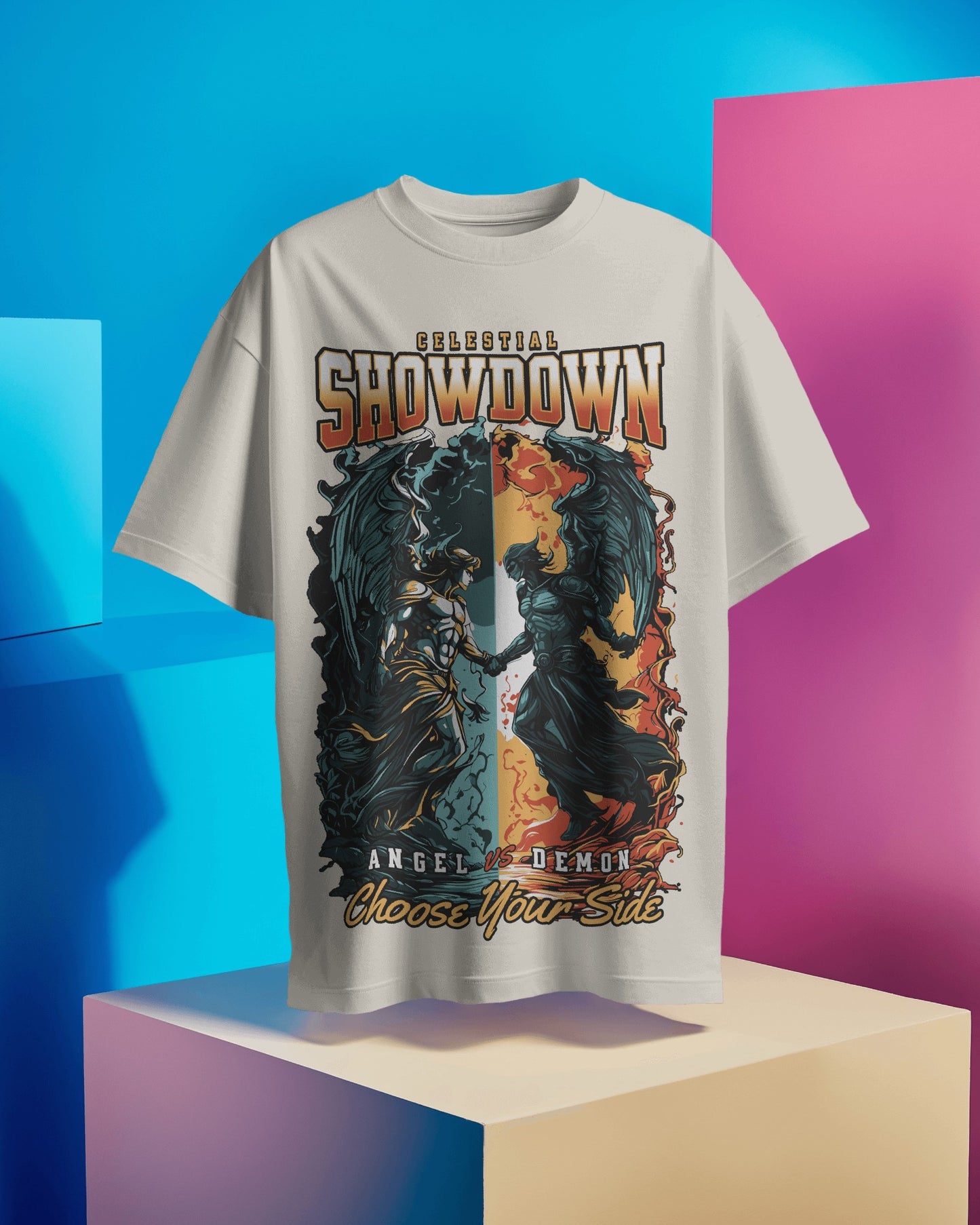 Celestial Showdown - Regular or Oversized Fit T-Shirt - Jaykaystreetwear