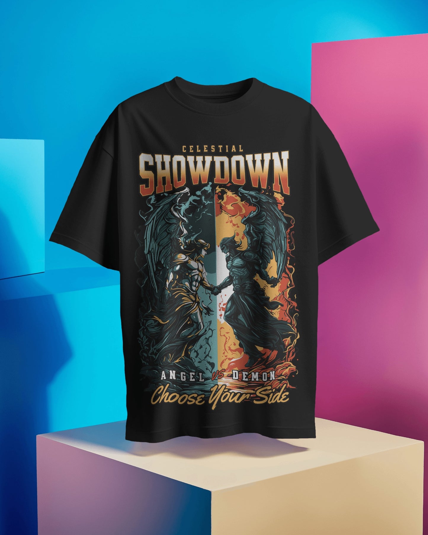 Celestial Showdown - Regular or Oversized Fit T-Shirt - Jaykaystreetwear