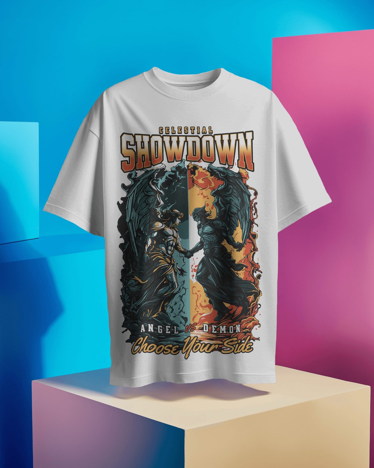 Celestial Showdown - Regular or Oversized Fit T-Shirt - Jaykaystreetwear