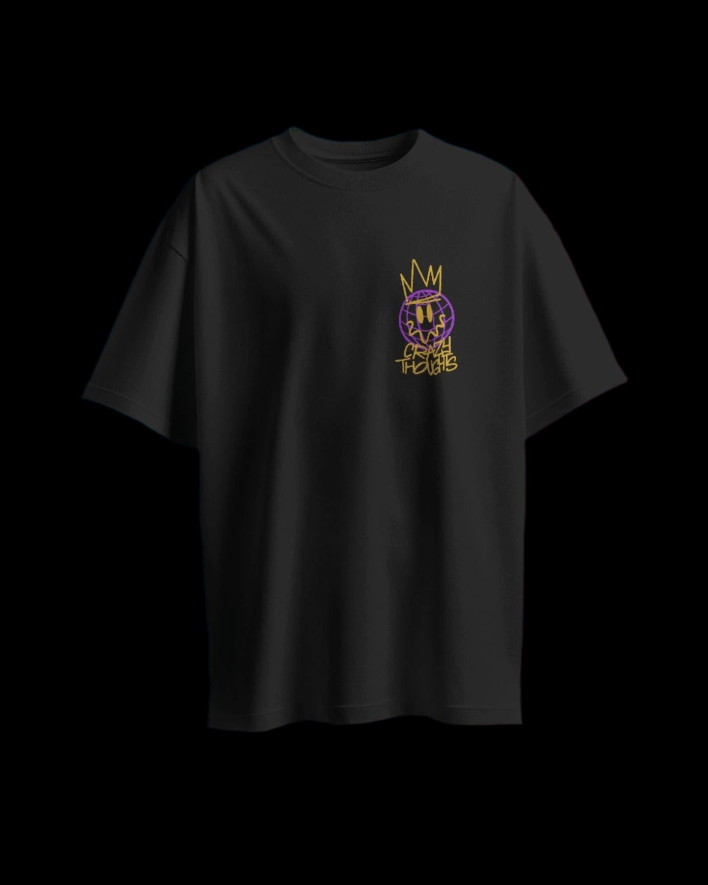 Crazy Thoughts Graffiti - Oversized Black T-Shirt - Jaykaystreetwear