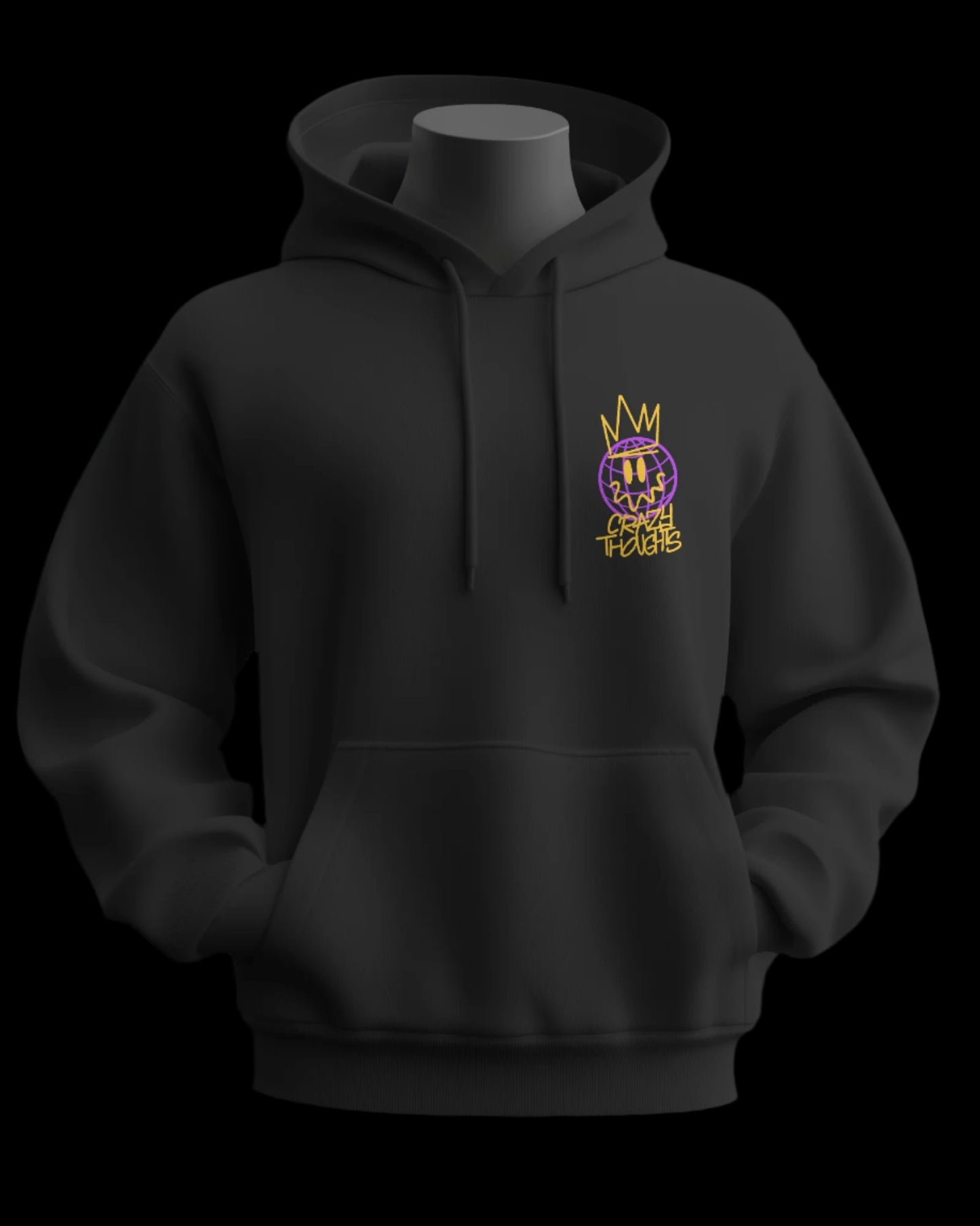 Crazy Thoughts - Unisex Relaxed Fit Black Hoodie - Jaykaystreetwear