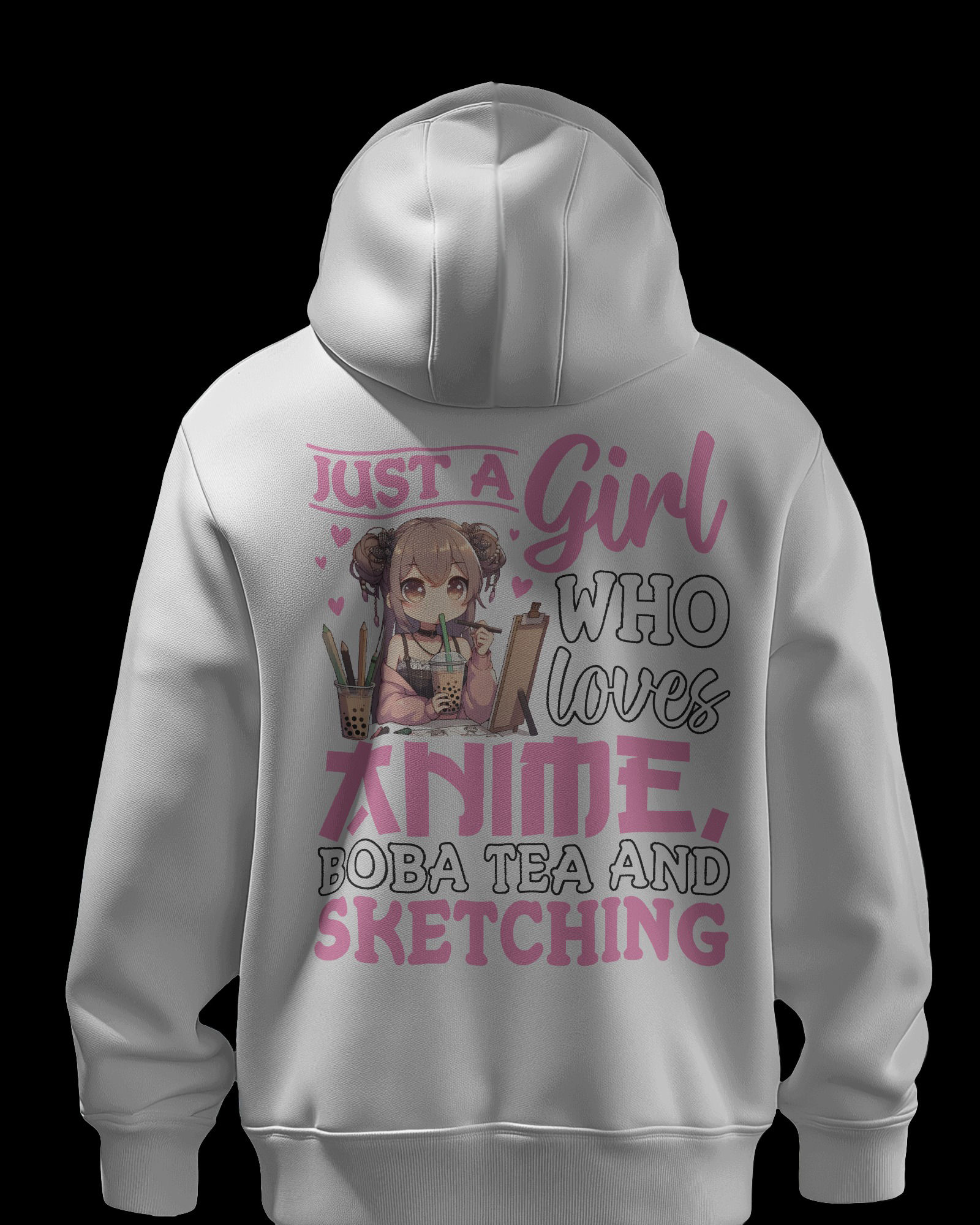 Just a girl who loves anime boba tea and sketching - Unisex Relaxed Fit Anime Hoodie - Jaykaystreetwear