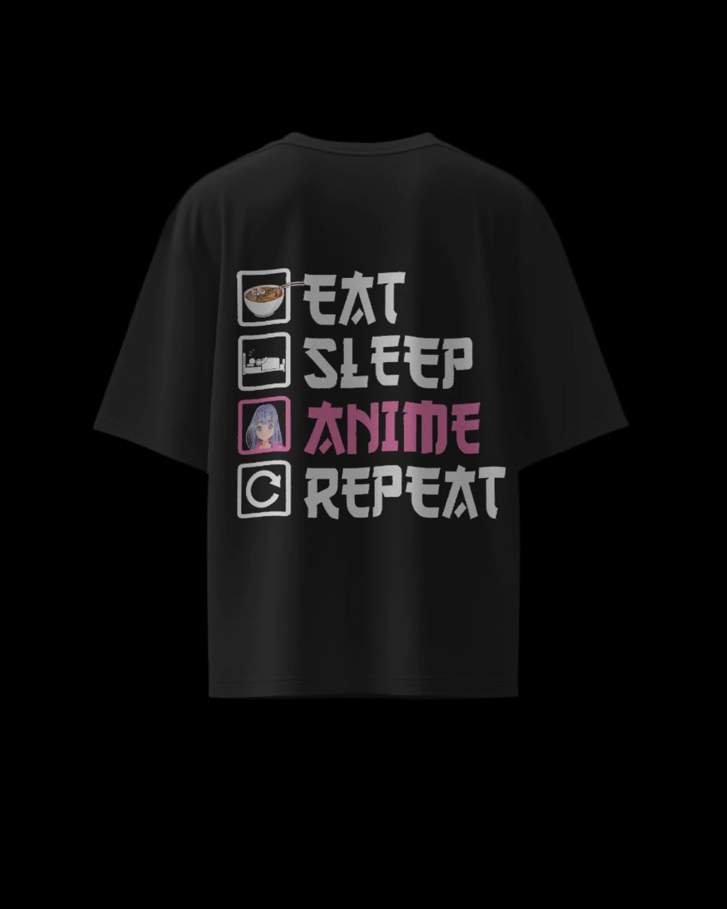 Eat Sleep Anime Repeat - Regular or Oversized Fit T-Shirt - Jaykaystreetwear